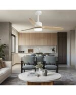 Ventilador de Techo MADEIRA BLANCO-MADERA CLARA 132 cm con Luz LED y Motor DC | Aspas de Madera Natural - Imagen 3