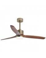 Ventilador de Techo MADEIRA CUERO-MADERA OSCURA 132 cm con Luz LED y Motor DC | Aspas de Madera Natural