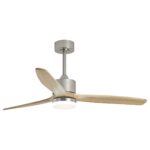 Ventilador de Techo MADEIRA N.SATINADO-MADERA CLARA 132 cm con Luz LED y Motor DC | Aspas de Madera Natural