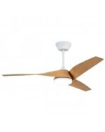 Ventilador de Techo PAPUA BLANCO-MADERA CLARA132 cm con Luz LED y Motor DC | Gran Formato y Bajo Consumo